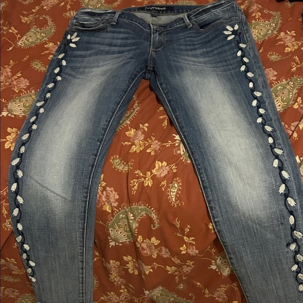 DRIFTWOOD Blue Straight-Leg Jeans with Side Button Accents